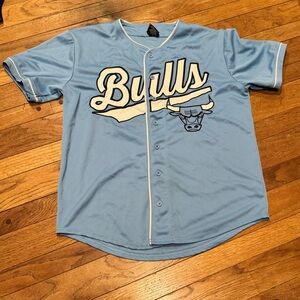 Vintage-Vibe Chicago Bulls Baby Blue Baseball Jersey